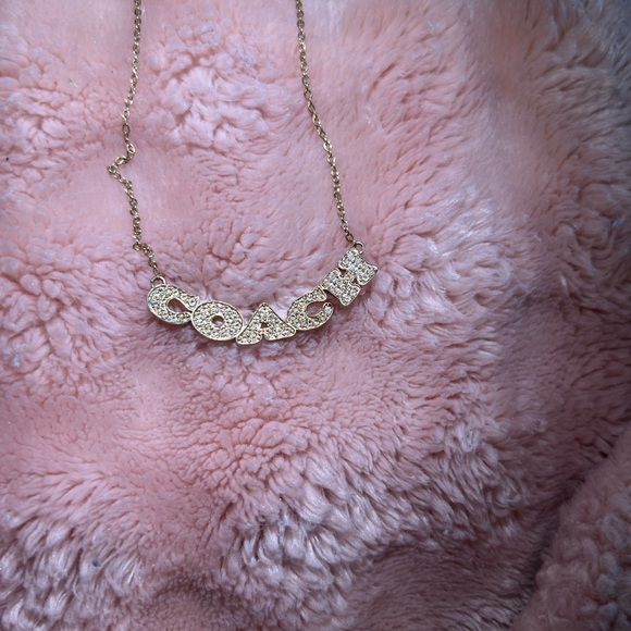 Coach Gold Logo Necklace with Sparkling Accents - Picture 1 of 5